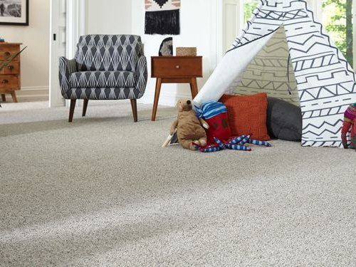 kids play area in carpeted living room